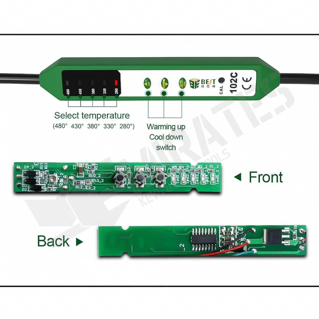 Select temperature - Warming up Cool down switch 