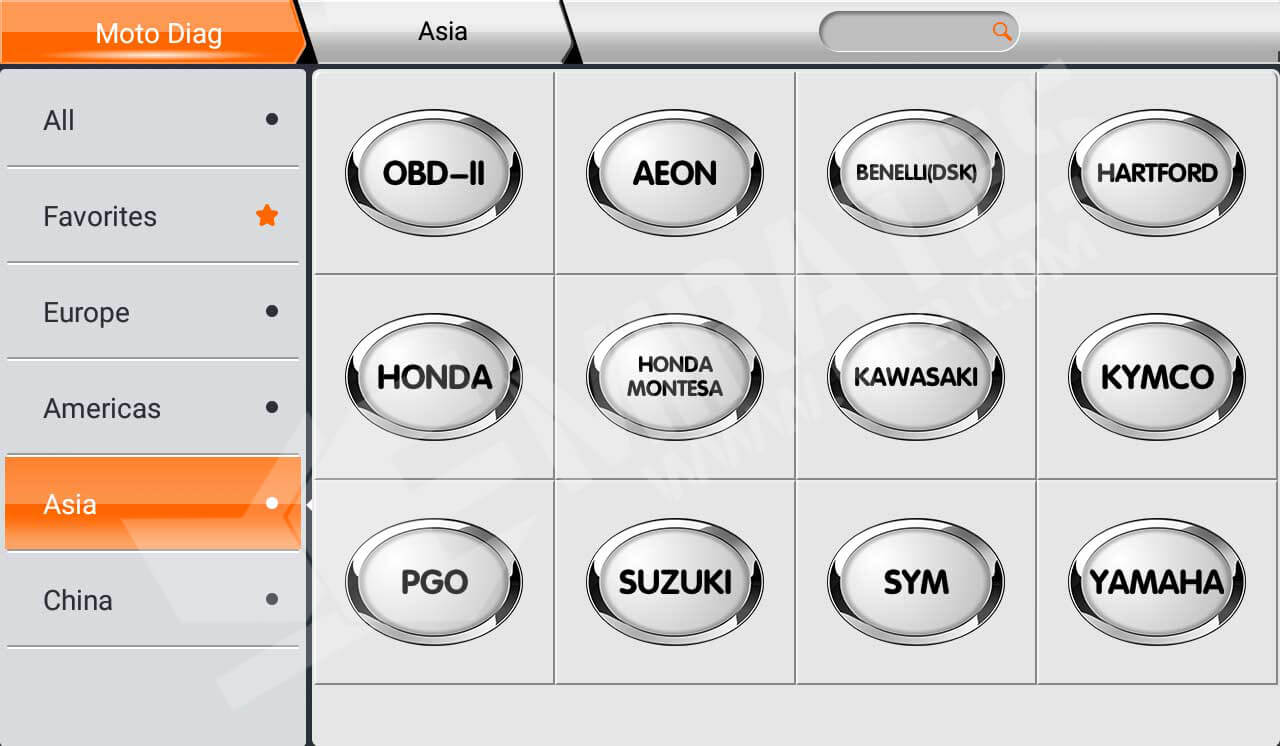 OBDStar MS80 Main Page Brand Supported Ssia