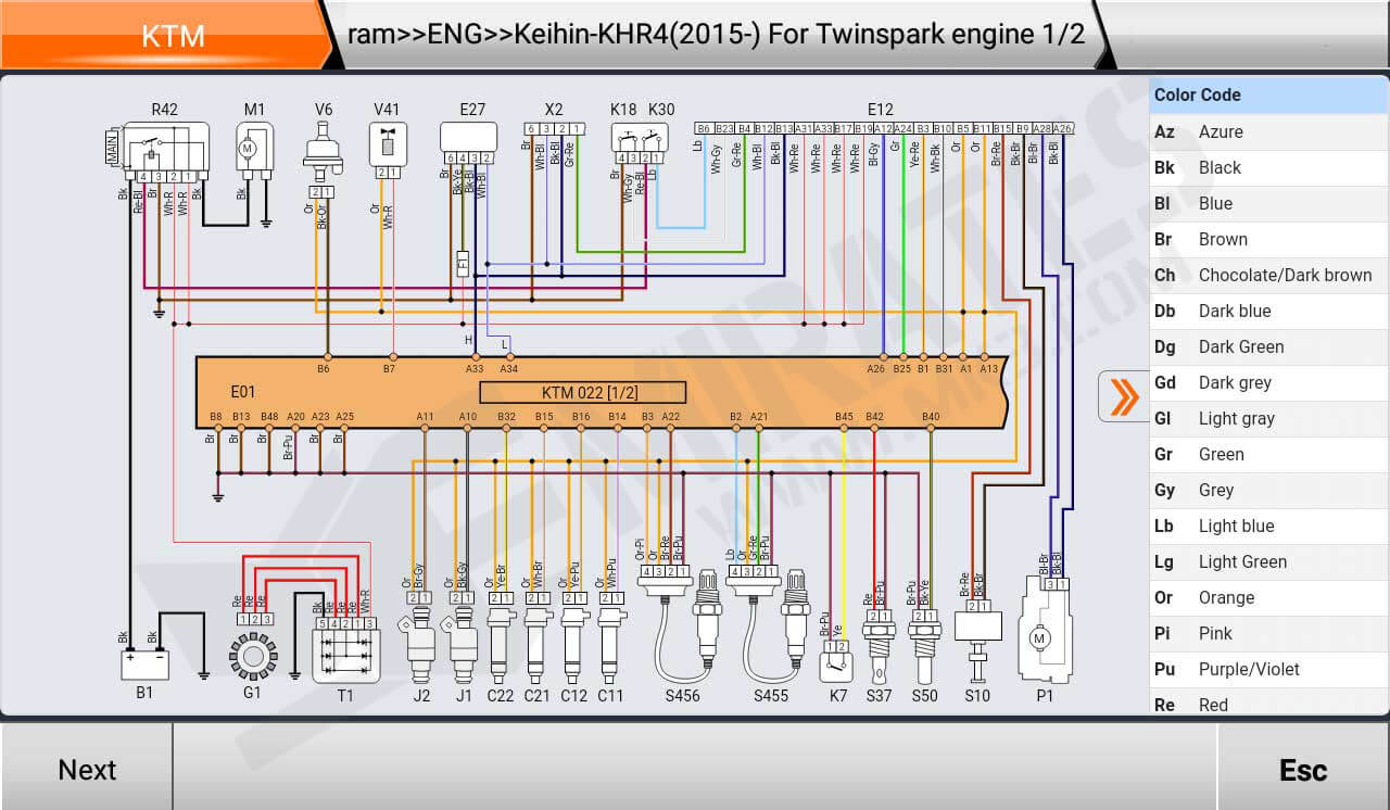 OBDSta MS80 ktm twinspark engin color code