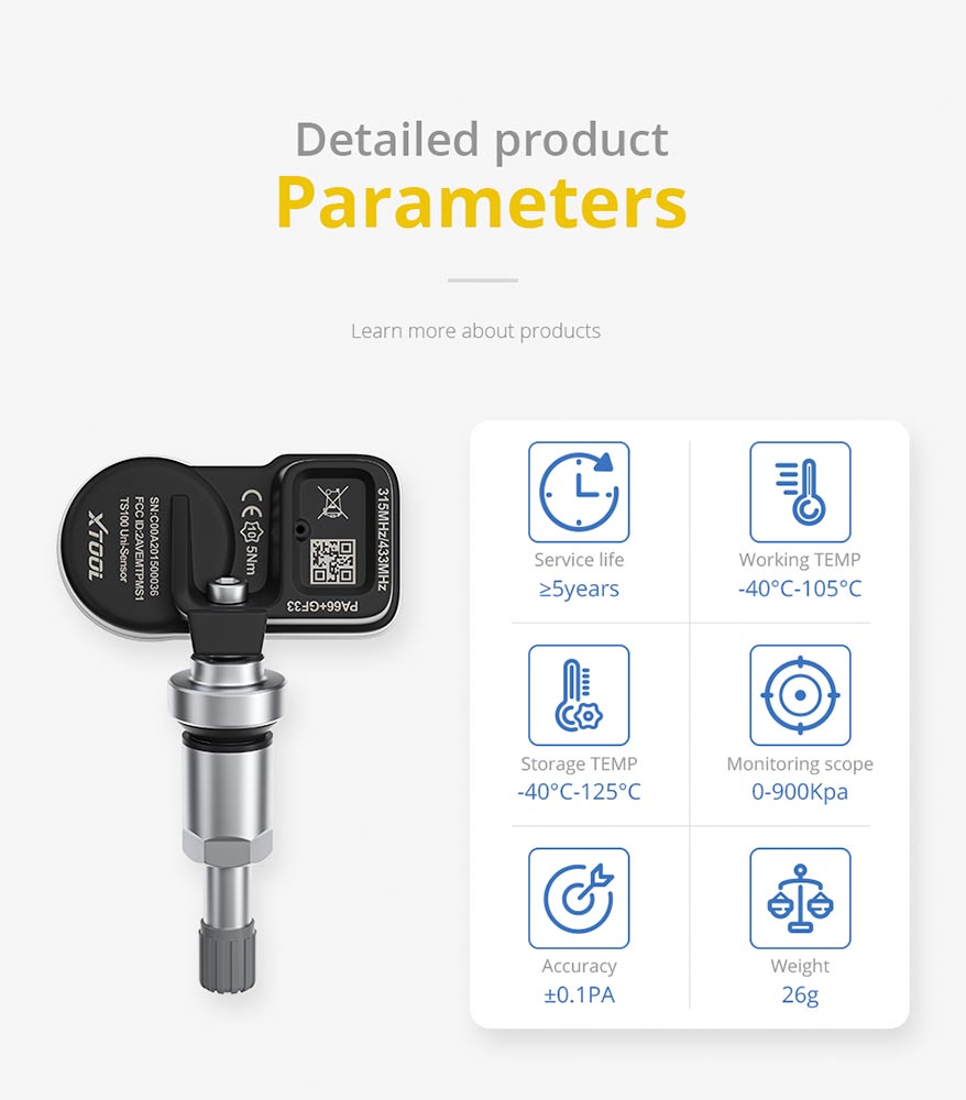 Xtool-TS100-Tire-Pressure-Sensor-detailed-prduct-parameters