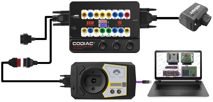 New GODIAG GT100 + New Generation Auto Tools OBD II Break Out Box ECU Connector with Electronic Current Display | Emirates Keys