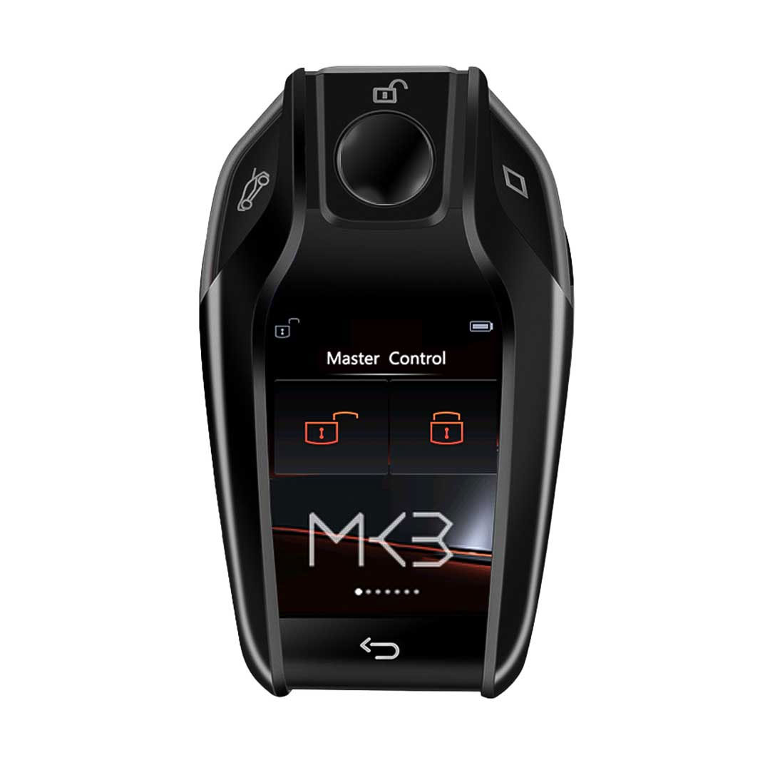 New Aftermarket LCD Universal Smart Key Kit With Keyless Entry And IOS Car BMW Style Location Tracking System Black Color | Emirates Keys