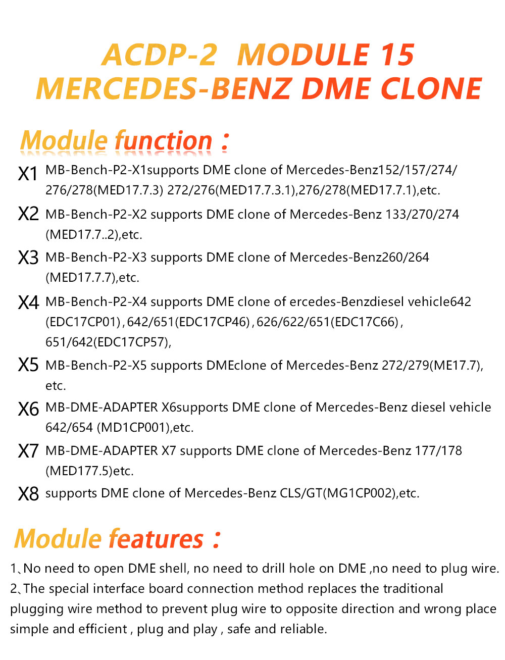Yanhua Mini ACDP 2 Second Generation Module 15 Mercedes-Benz DME Clone Support Mercedes Benz Bench mode DME clone | Emirates Keys