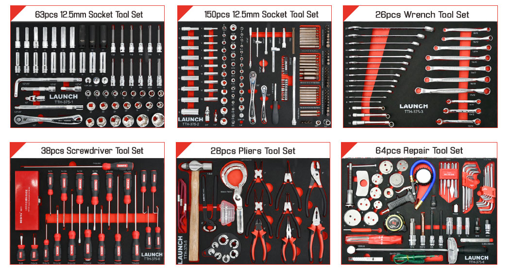 Launch TTH-375 Mechanic Tools Cart Kit ( Tool Set Reference )