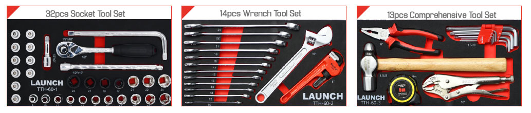 Launch TTH-60 Four-Wheel Aligner Tools Cart Kit ( Tool Set Reference )