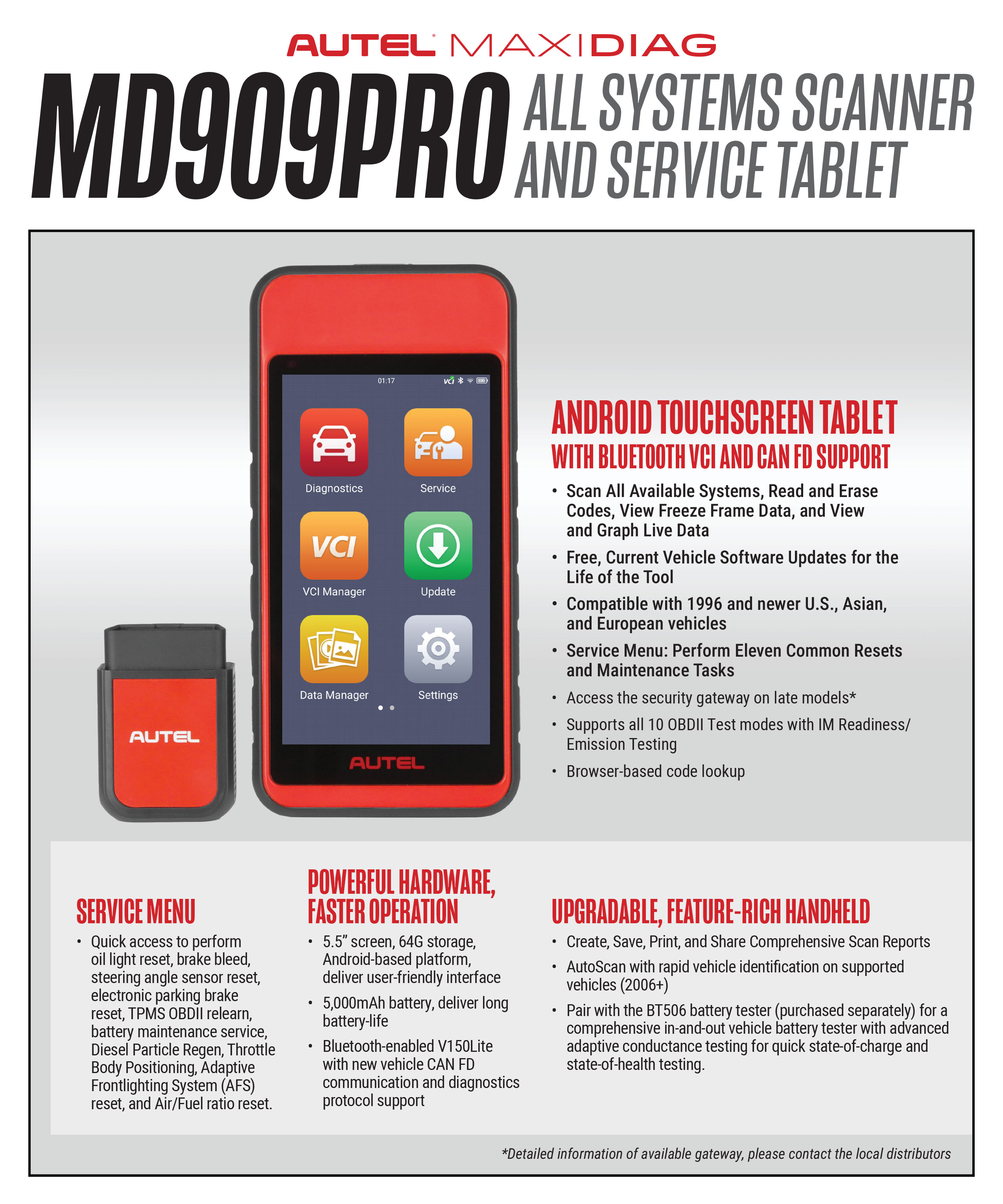 New Autel MaxiDiag MD909 Pro Professional Scan Tool All Systems Scanner And Service Table | Emirates Keys