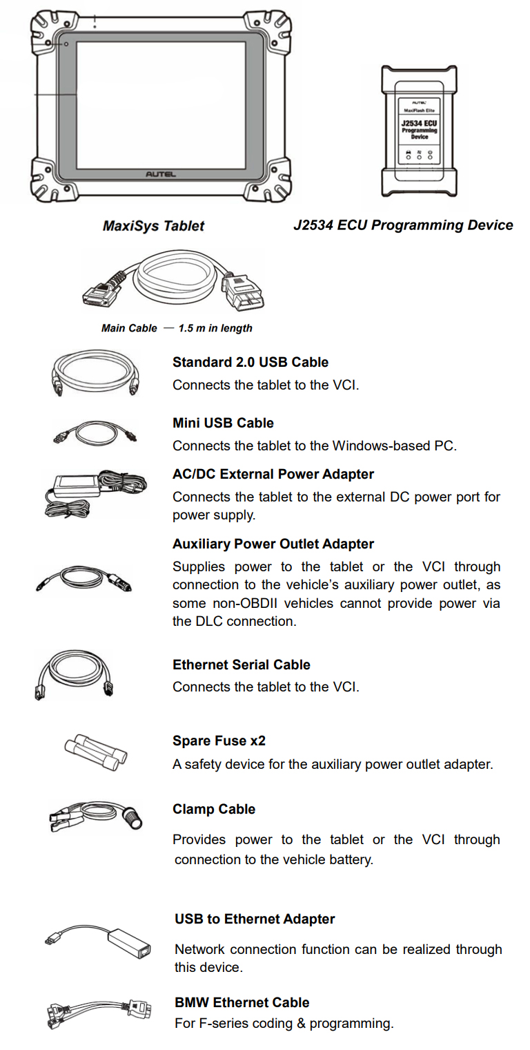Autel MS908S Pro Auto Diagnostic Coding j2534 ECU Programing Accessories :