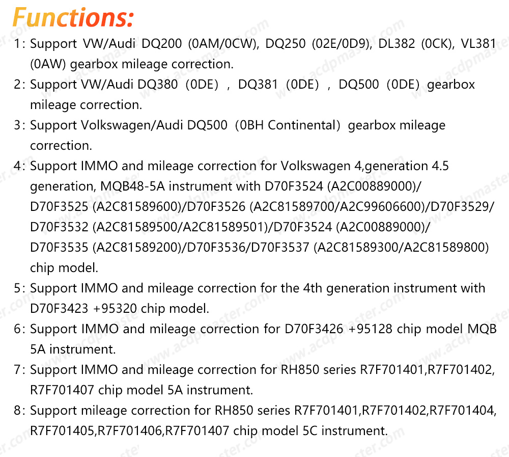 YanhuaACDP VW / Audi TCU / ODO Mileage Package ( ACDP-2 Programming Module+Module 21+Module 25+Module 30+Module 33+Module 34 ) | Emirates Keys