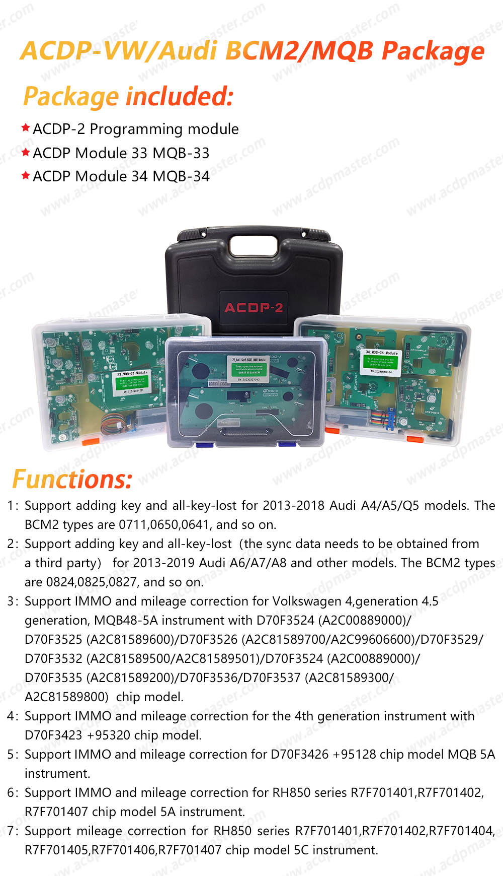 Yanhua ACDP2 VW / Audi BCM2 / MQB Package ( ACDP-2 Programming Module + Module29 +Module33+Module34 ) | Emirates Keys