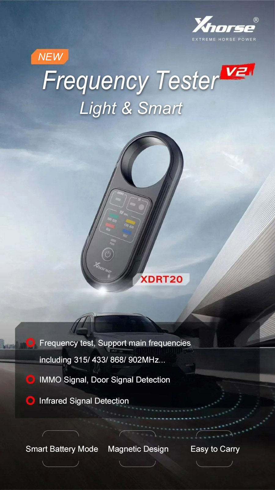 New Xhorse XDRT20 Frequency Tester V2 support 315Mhz, 433Mhz, 868Mhz, 902Mhz and other major frequency bands | Emirates Keys